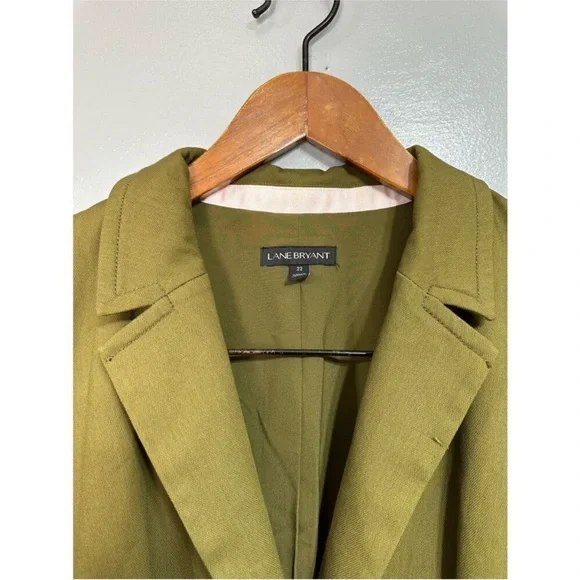 Lane Bryant Women’s Plus Size 22 One-Button Blazer Olive Green - Picture 2 of 5
